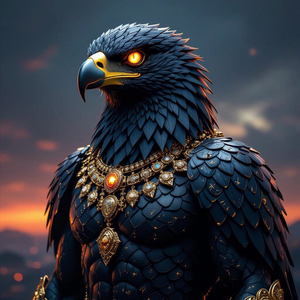 Majestic Reptilian Eagle Overlord in Digital Skies