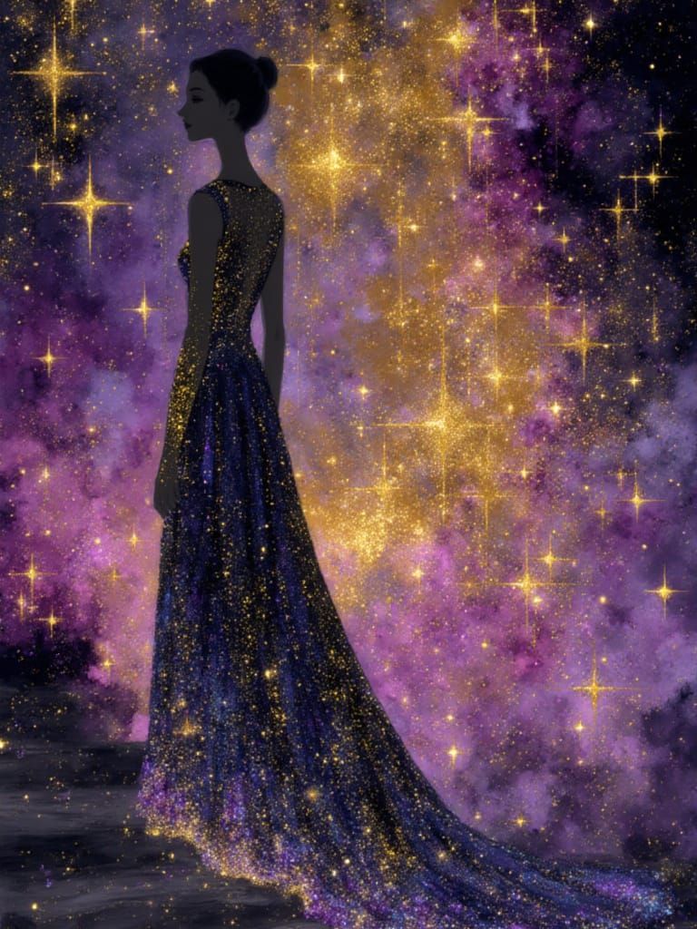 Woman in Starry Evening Wear