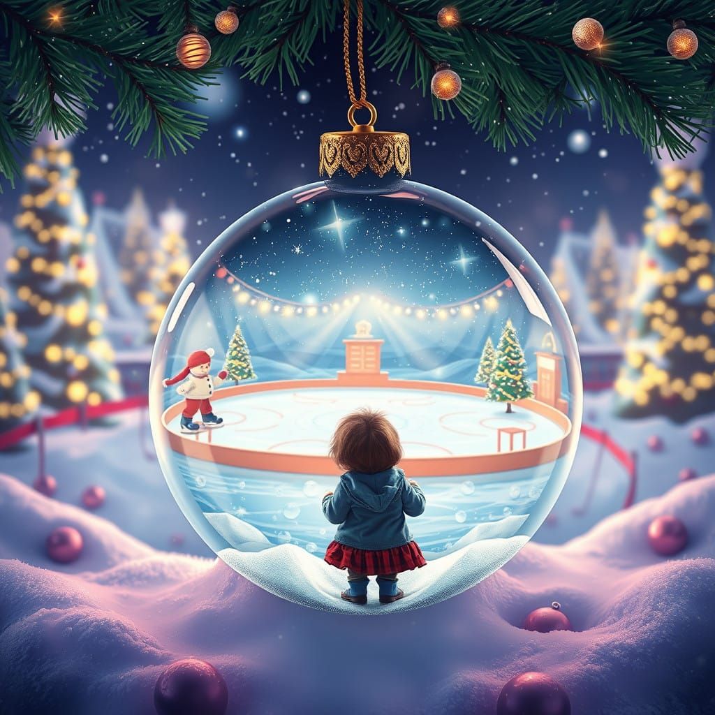 Winter Wonderland Scene with Young Skater