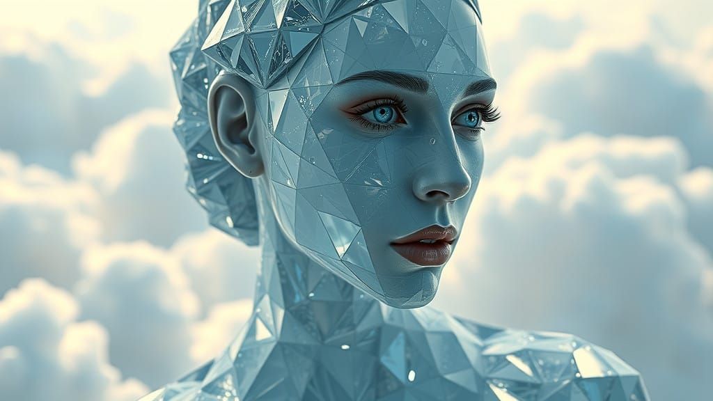 Crystal Goddess in Layered Glass and Sacred Geometry