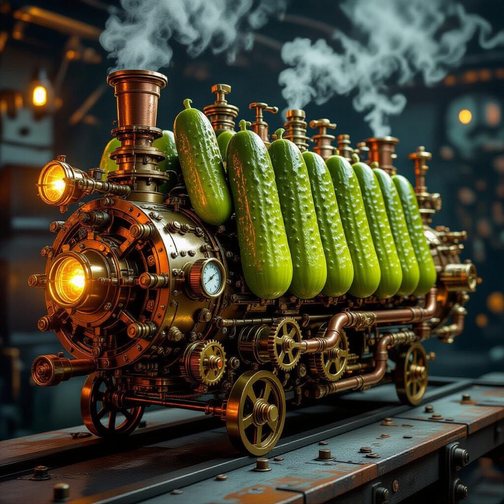 Steampunk Pickle Engine: Whimsical Invention