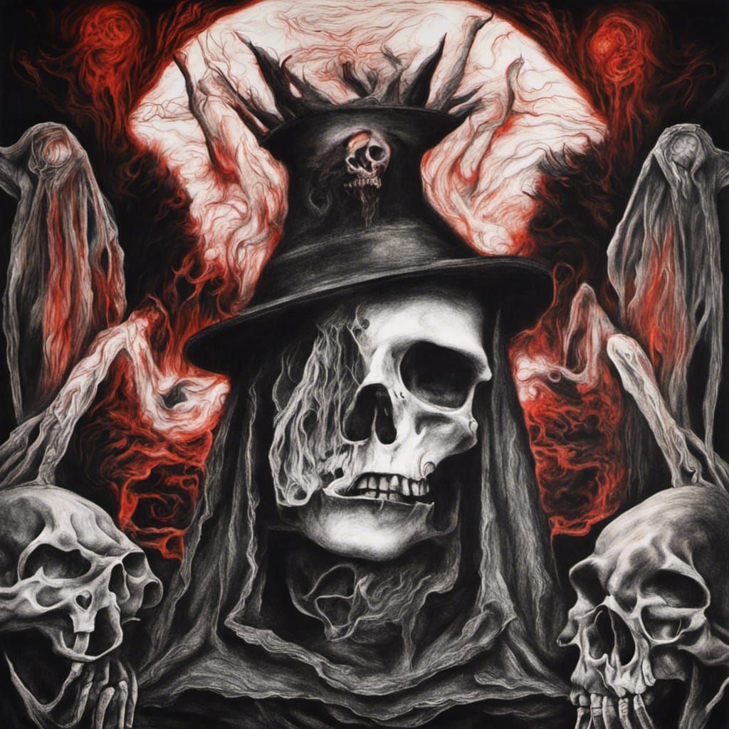 Hyperdetailed Charcoal Drawing of Death