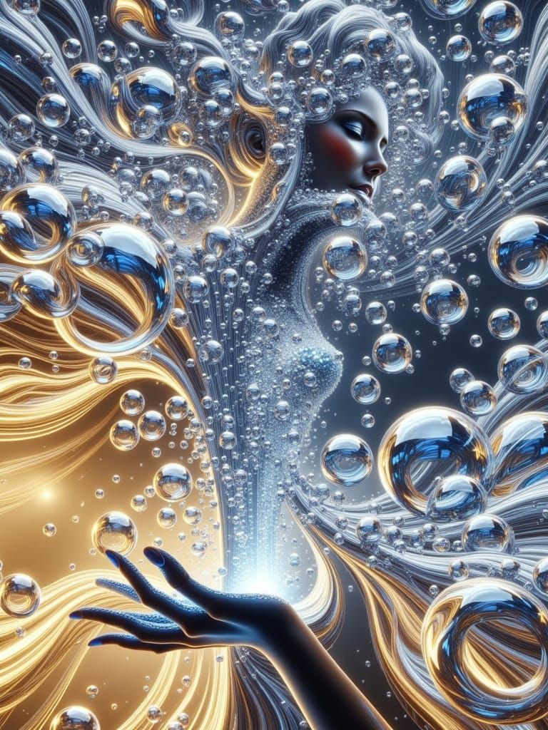 Goddess of Cosmic Bubbles in Romantic Style