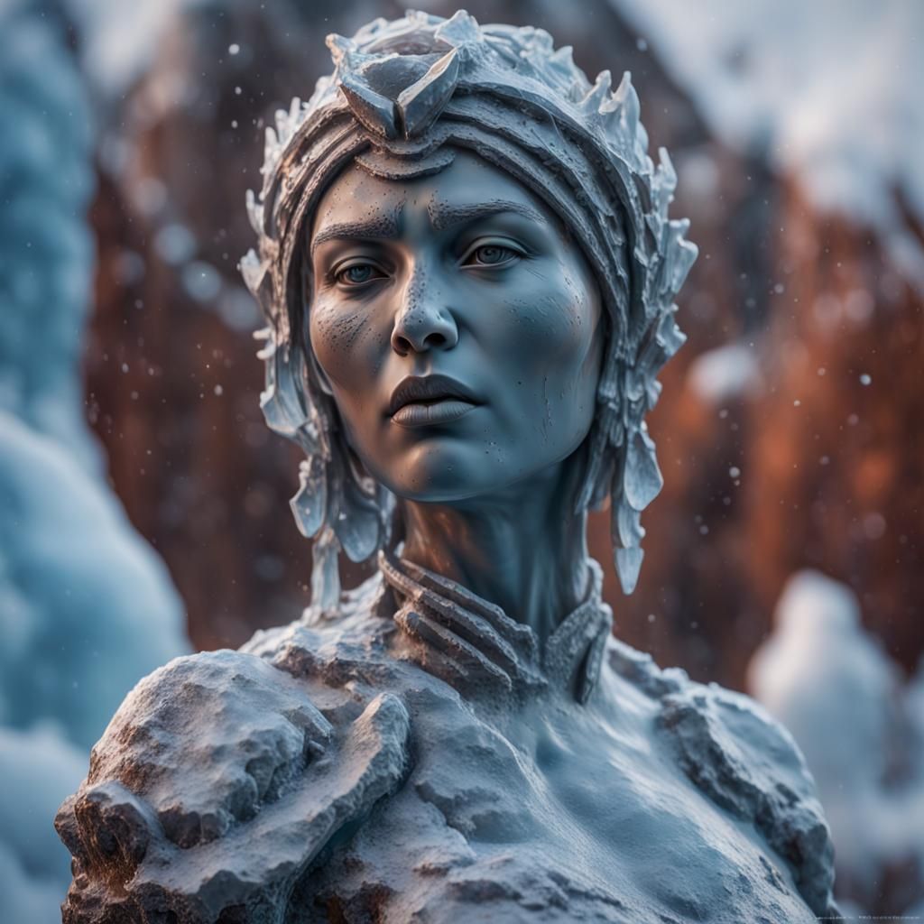 Inuit Ice Sculpture of Screaming Woman