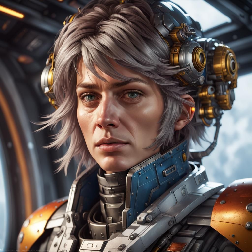 Starship Captain Portrait in Chris Foss Style