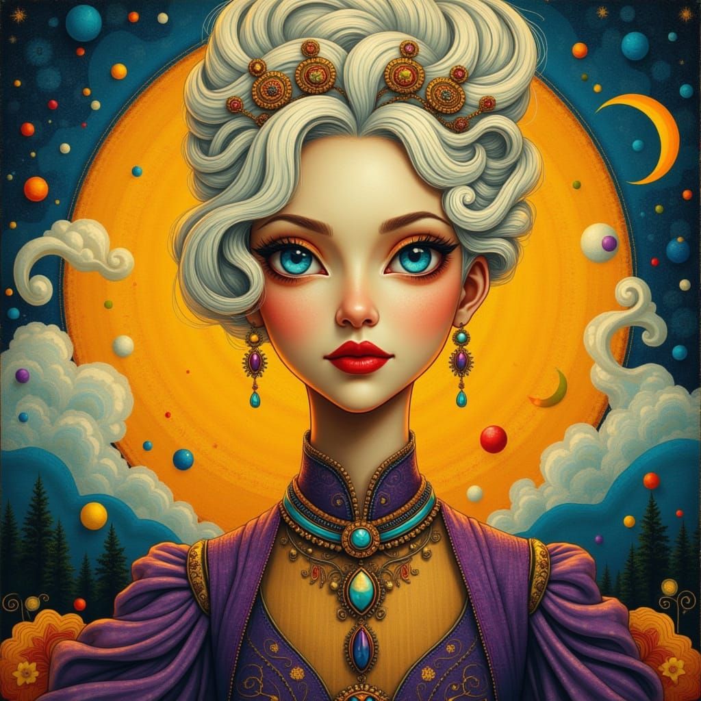 Ethereal Goddess in Vibrant Whimsy