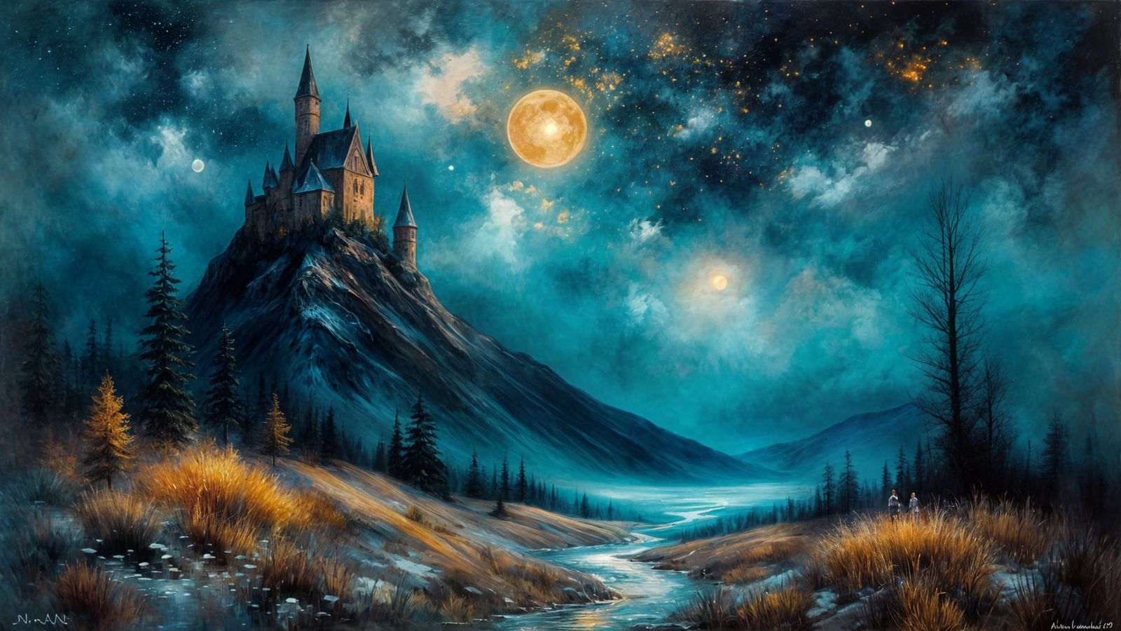 Surreal Mountain Landscape Painting in Dreamcore Style