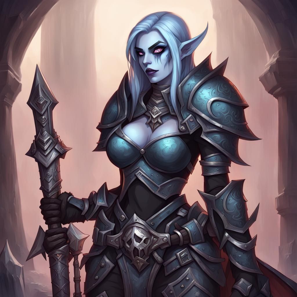 Female Elf Death Knight: Fantasy Art