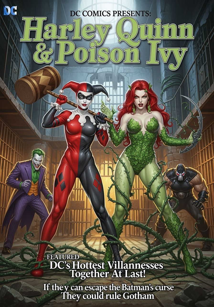 Harley Quinn & Poison Ivy Comic Cover Art