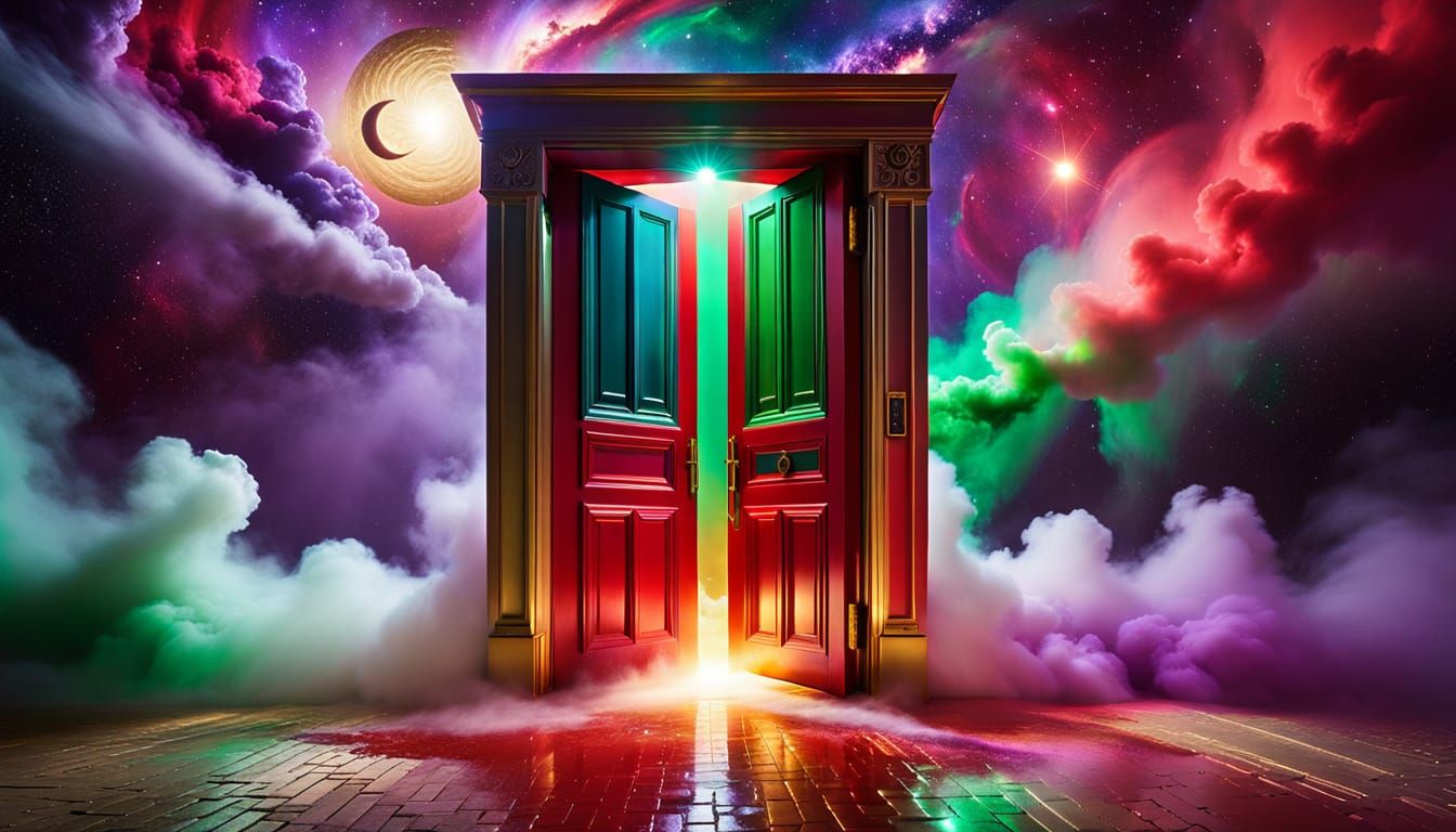 Surreal Golden Doorway to a Cosmic Galaxy