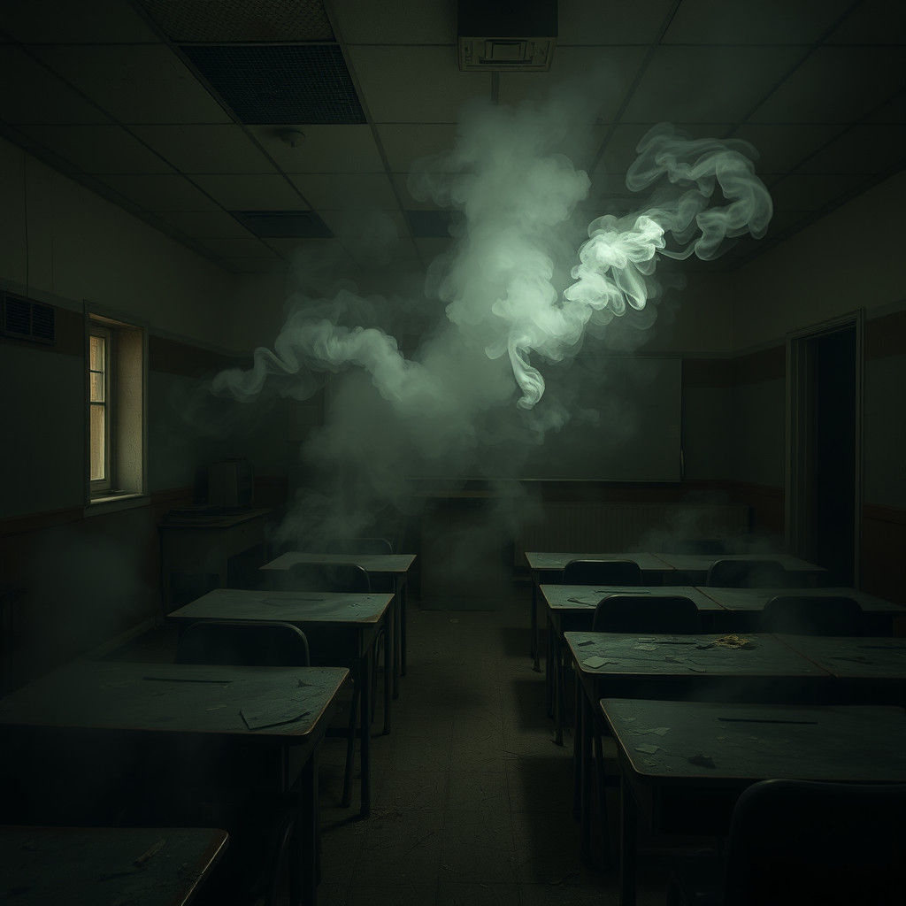 Abandoned Classroom in Haunting Atmosphere