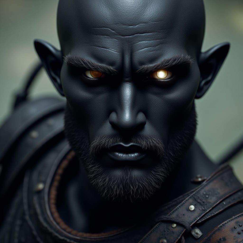 Shadow Warrior with Glowing Eyes in Dark Fantasy Style