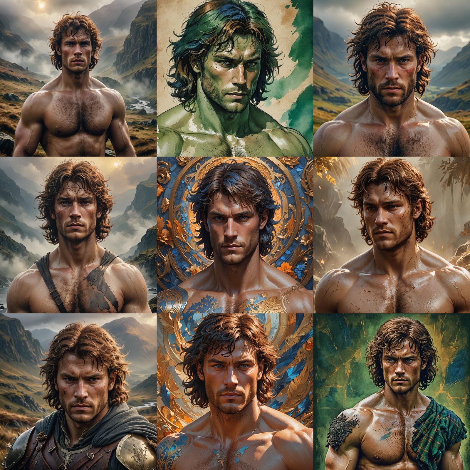 Detailed Portrait of a Muscular Man in Artgerm Style