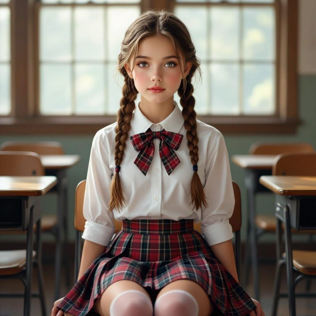 Schoolgirl Portrait in Art Nouveau Style