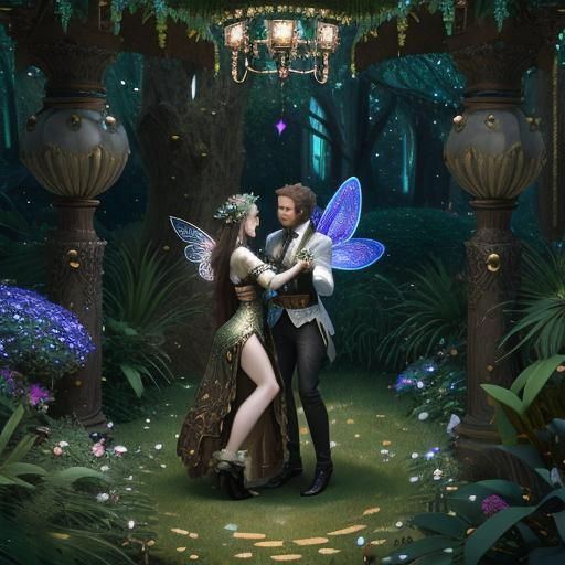 Magical Anthropomorphic Plants Dancing in Enchanted Garden