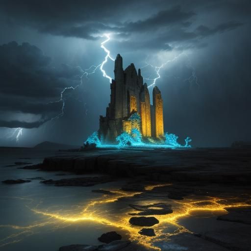 Electric Stone Relic in Stormy Sky, Splash Art