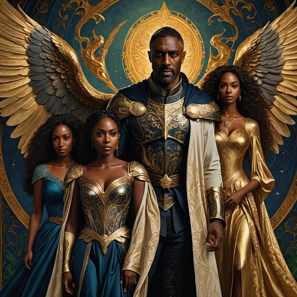 Winged Knight with Companions: A Digital Art Masterpiece