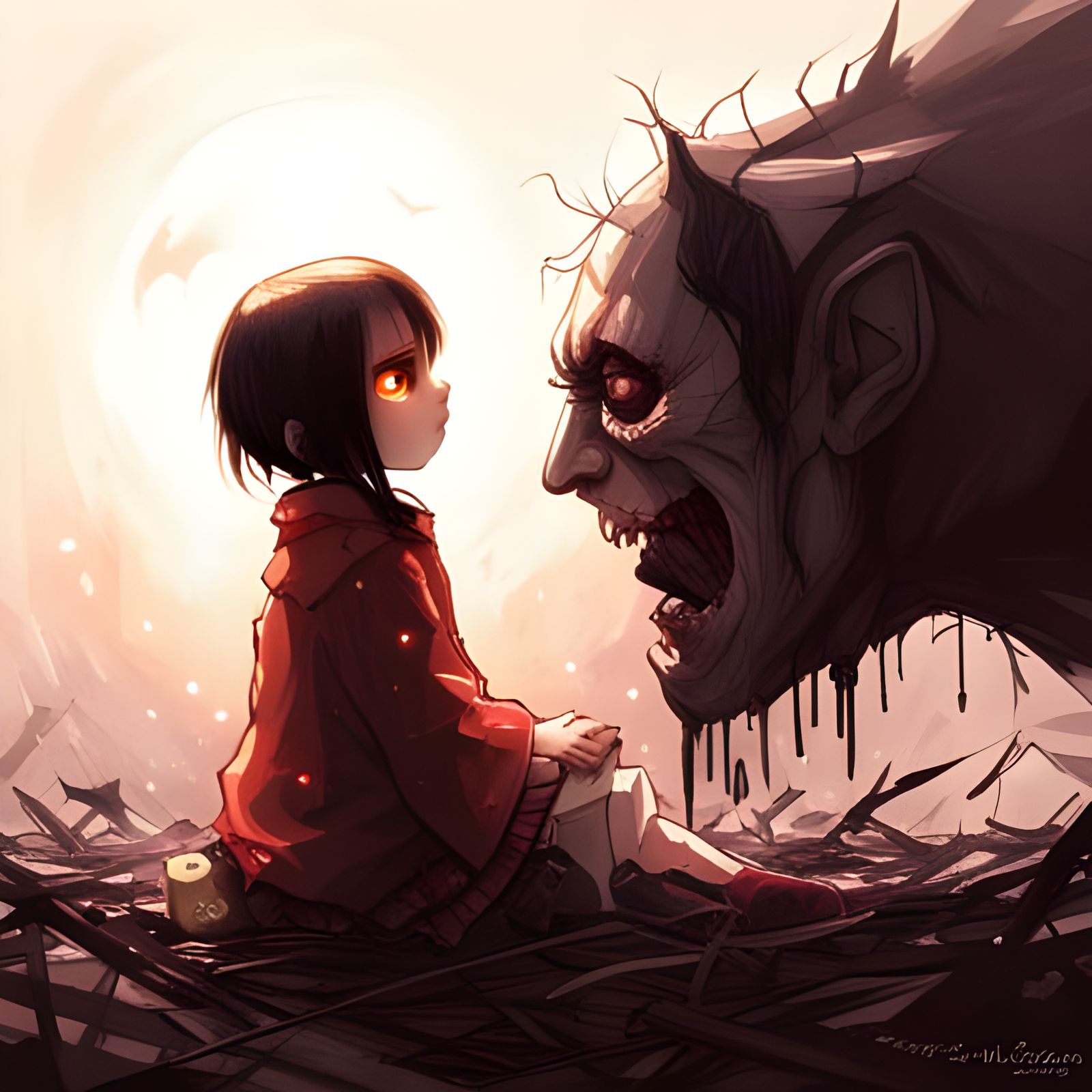 Gothic Vampire Girl Portrait in Hyperrealistic Style