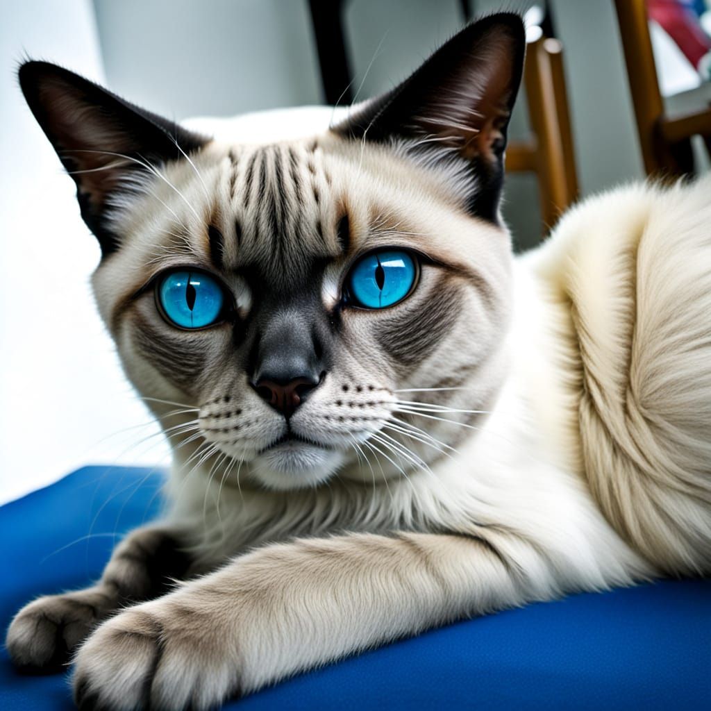 Siamese Cat Tattoo Design with Sakura Flowers