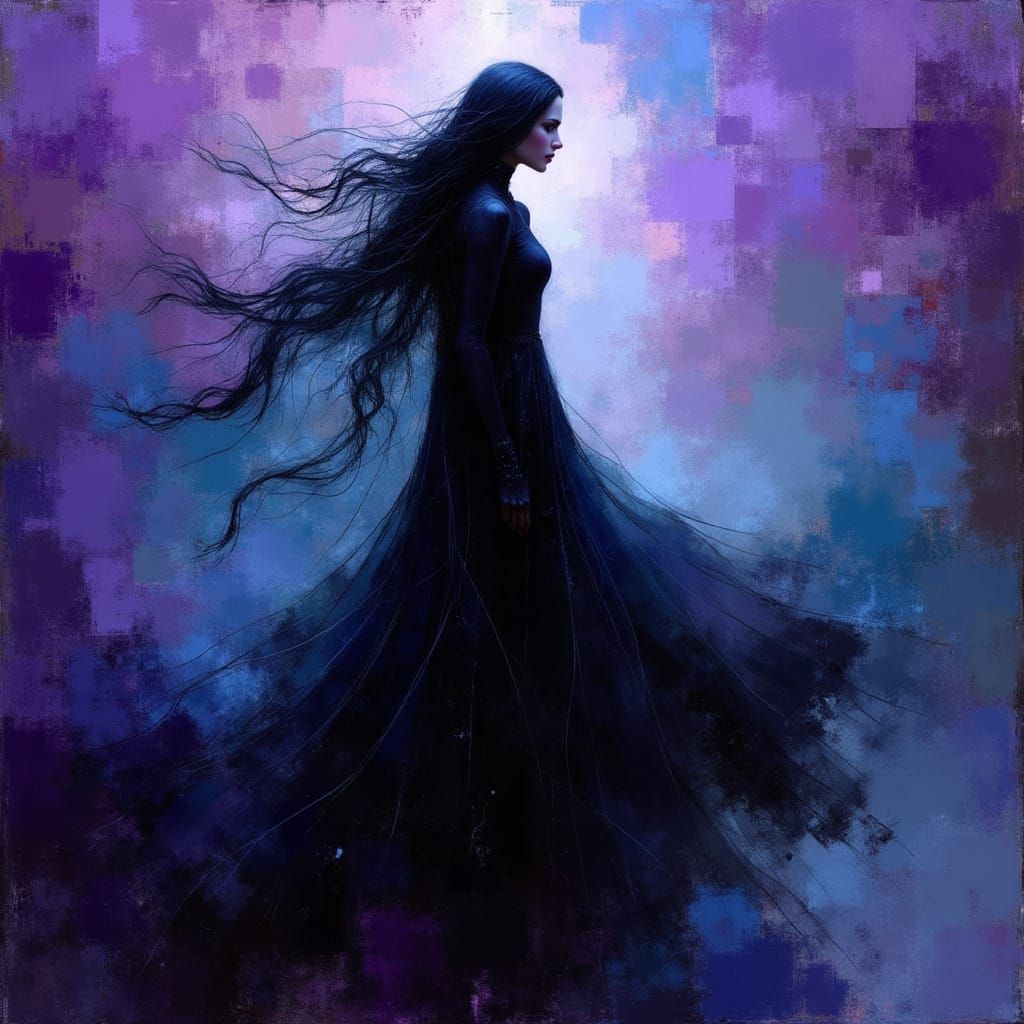 Mystical Goddess of Witches in Abstract Expressionism Style