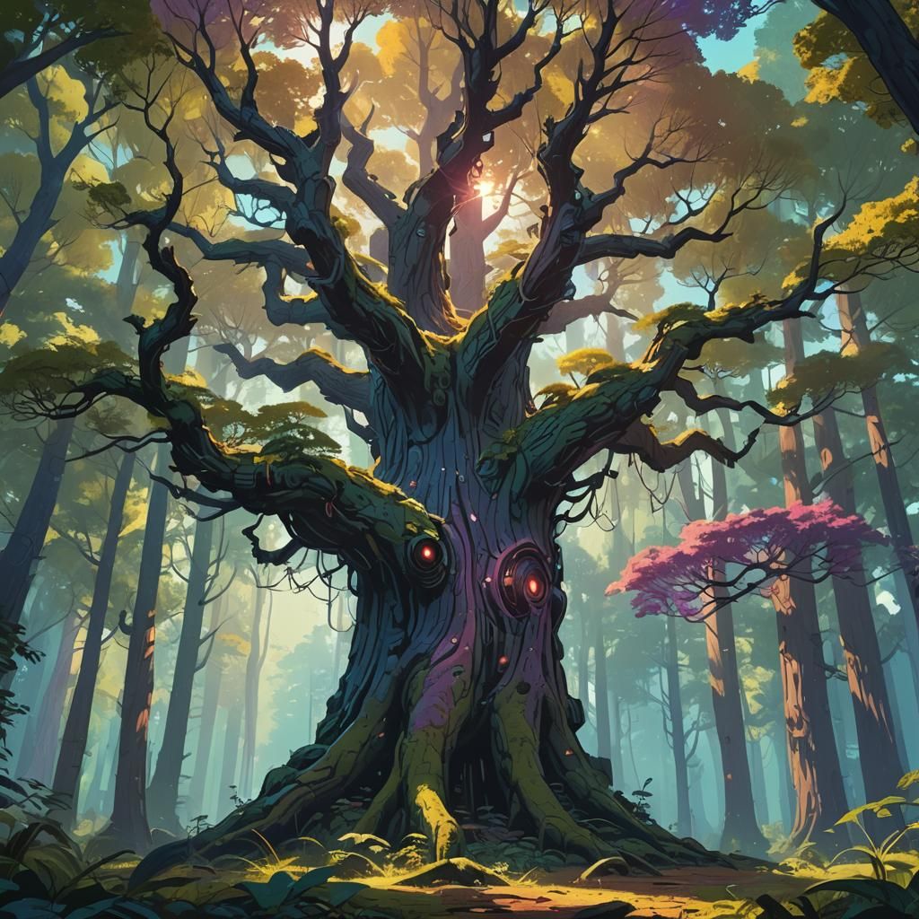 Mystical Tree in Lush Forest, Concept Art