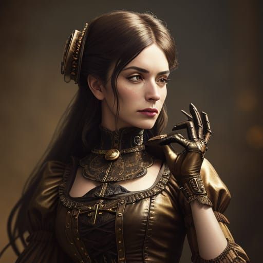 Steampunk Fashion Close-up: Victorian-Era Woman