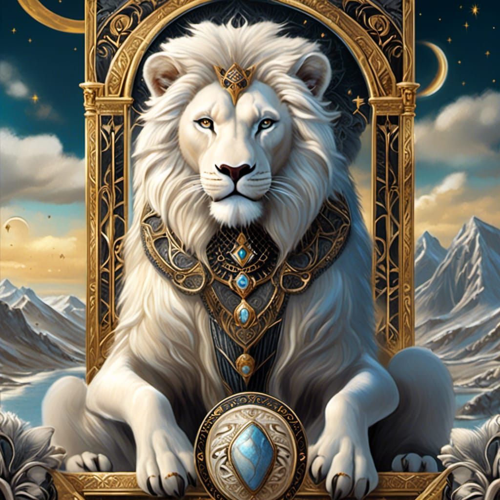 Strength Tarot Card: 3D Black Woman and Lion