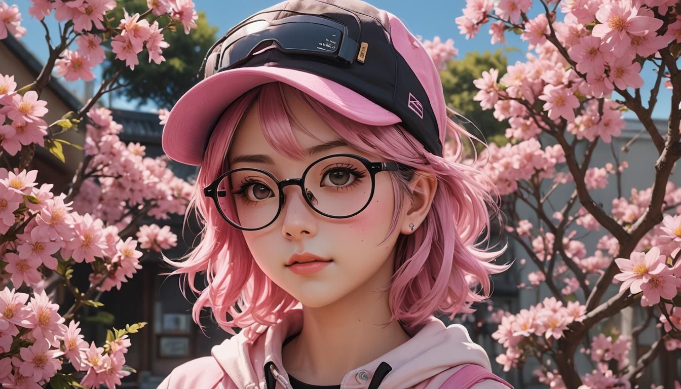 Anime Style Sunny Face with Pink Hat