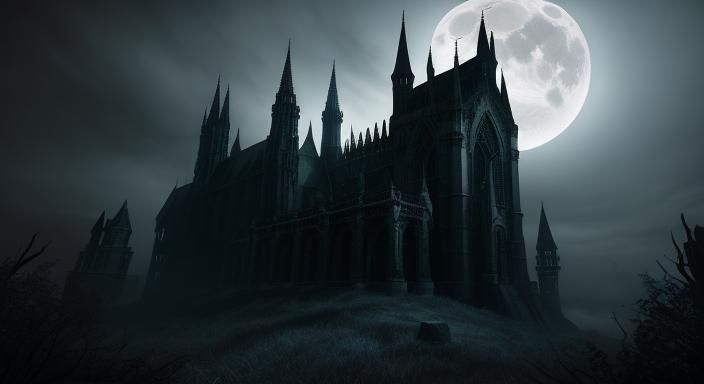 Gothic Vampire in Moonlit Ruins