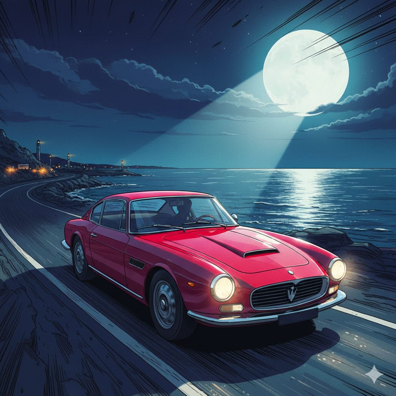 Moon Shines on the Maserati