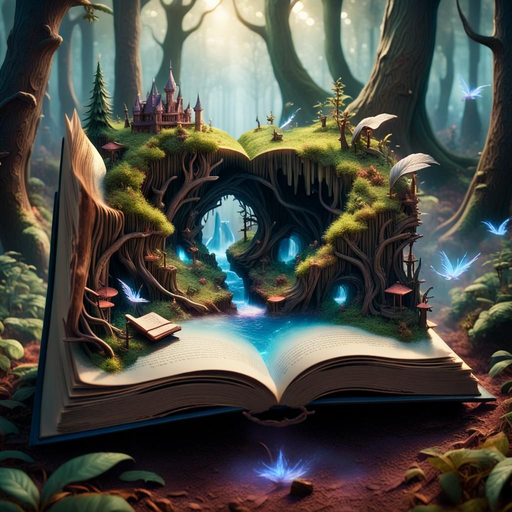 Enchanting Miniature Realm Within an Ancient Tome