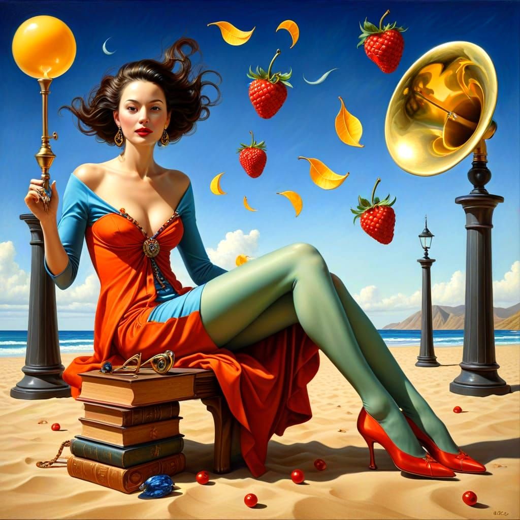 Surreal Portrait of a Happy Woman in Hyperrealism