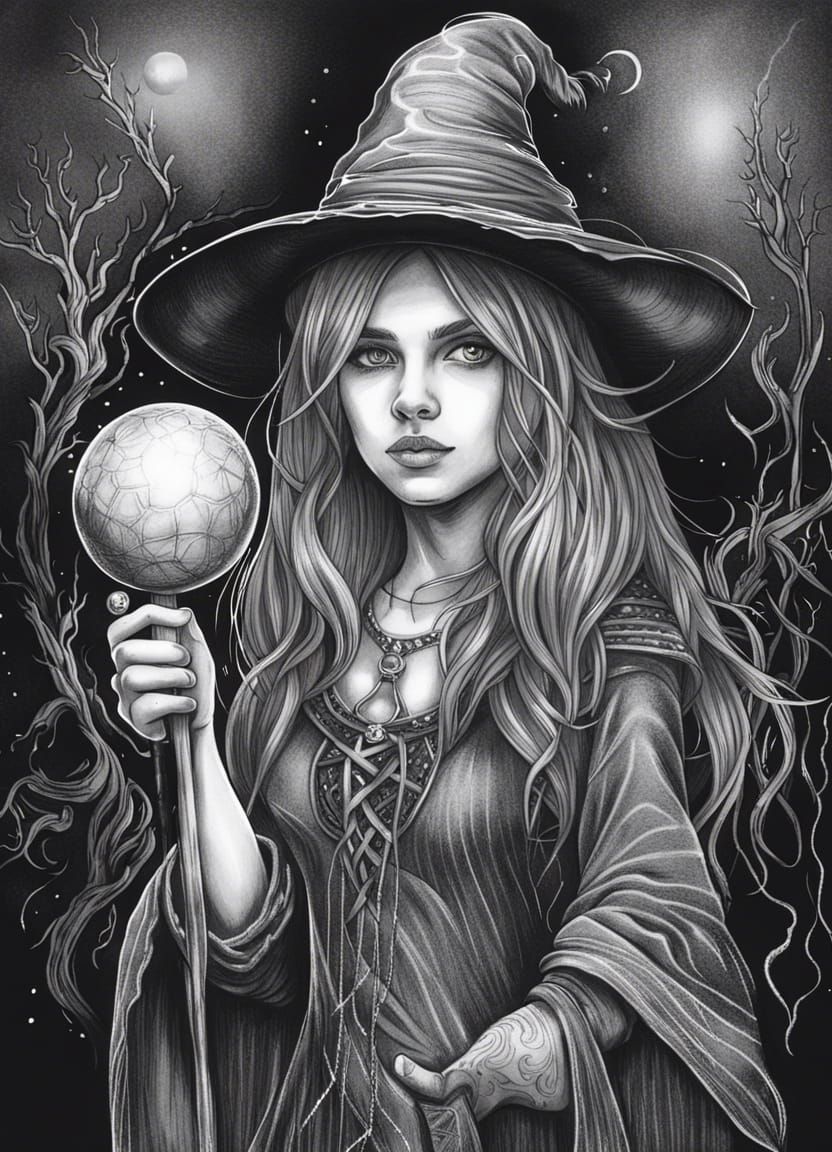 Teenage Witch in Dark Fantasy Style