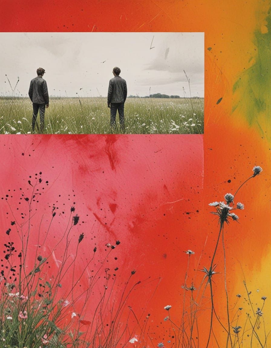 Enveloping Nature Collage Portrait in Watercolor