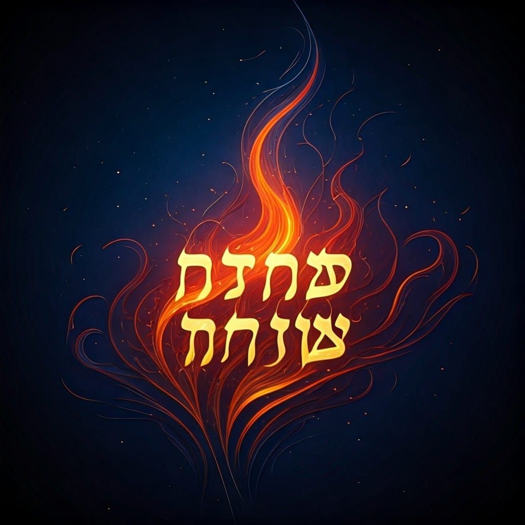 Mystical Hebrew Script in Ethereal Flames