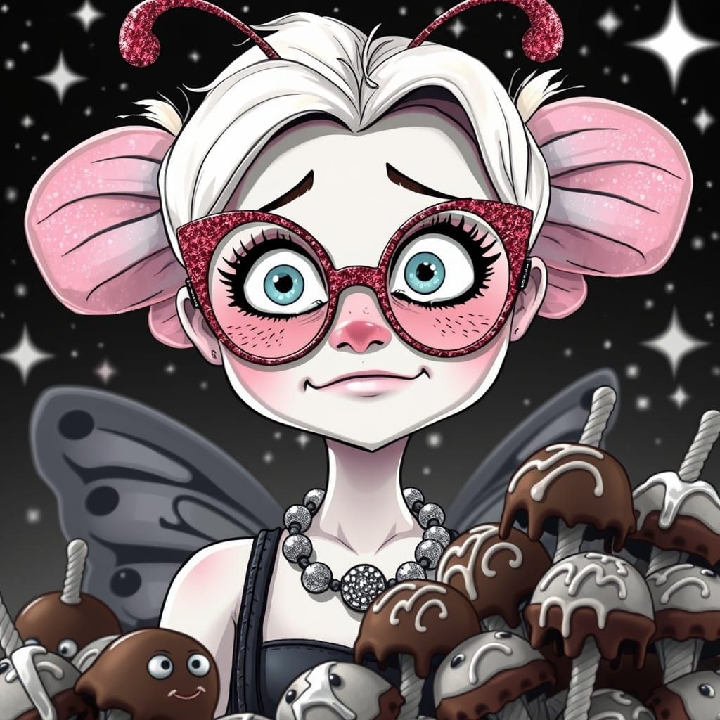 Confused Butterfly Stares at Ice Cream in Neo-Surreal Starsc...