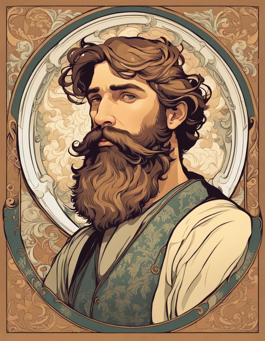 Bearded Gentleman in Art Nouveau Style