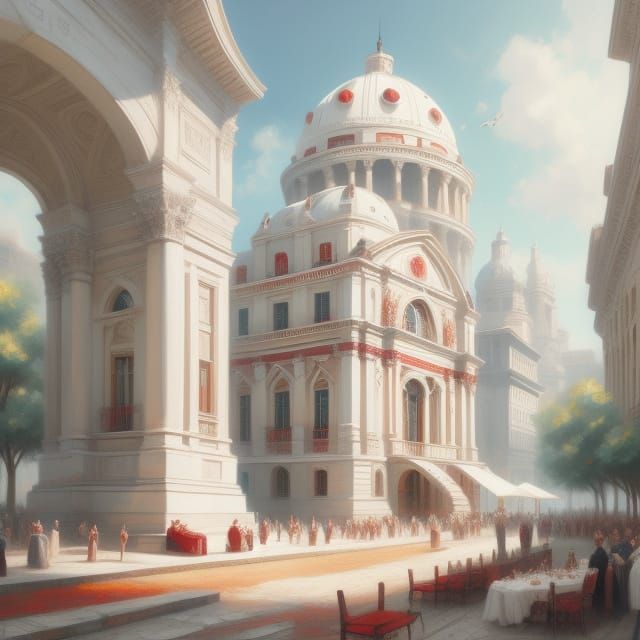 Romantic Action Figure in a Mysterious Rotunda