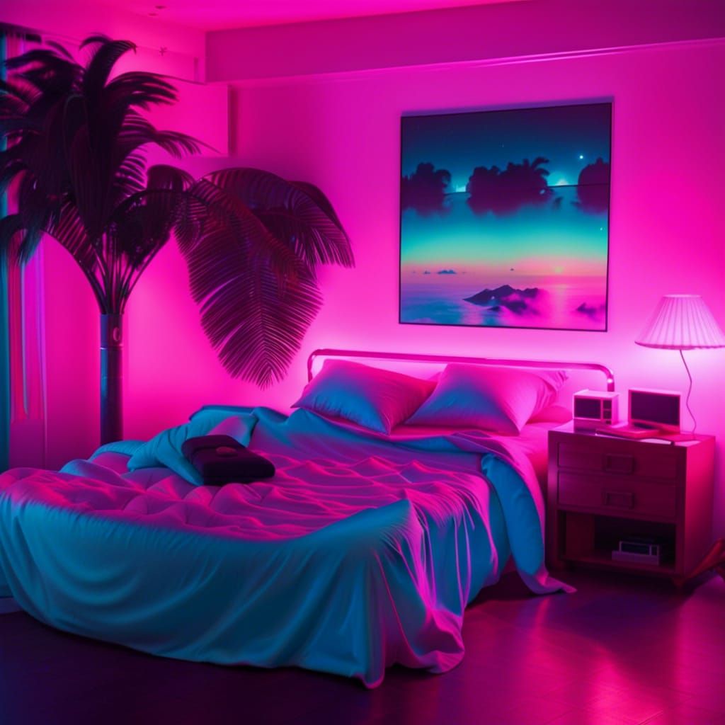 80s vaporwave bedroom. Photograph. - AI Generated Artwork - NightCafe ...