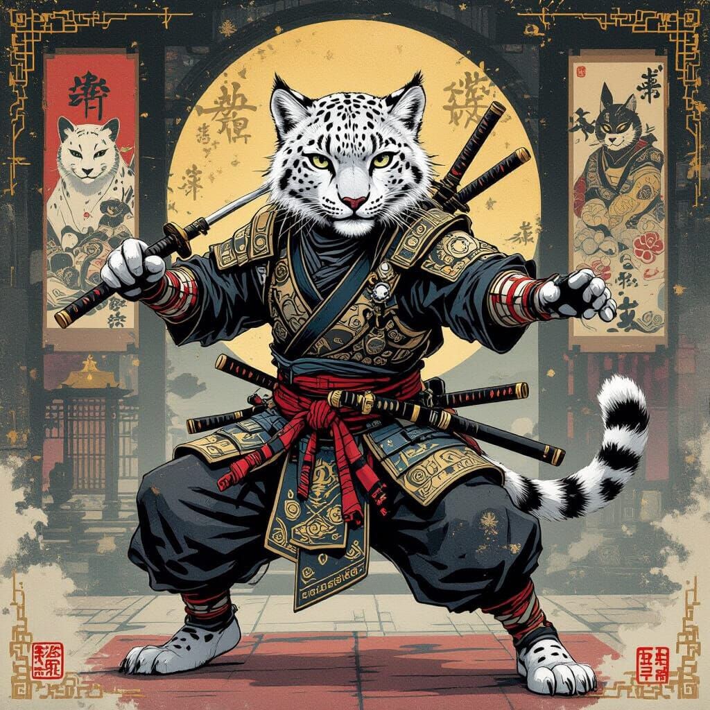 Ghost cat ninja.  by @Ouchtown