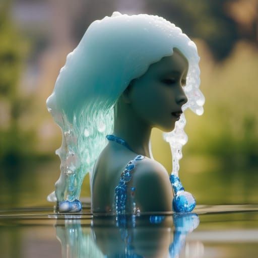 Hyper Detailed Girl Made of Water in Vibrant, Cinematic Spla...