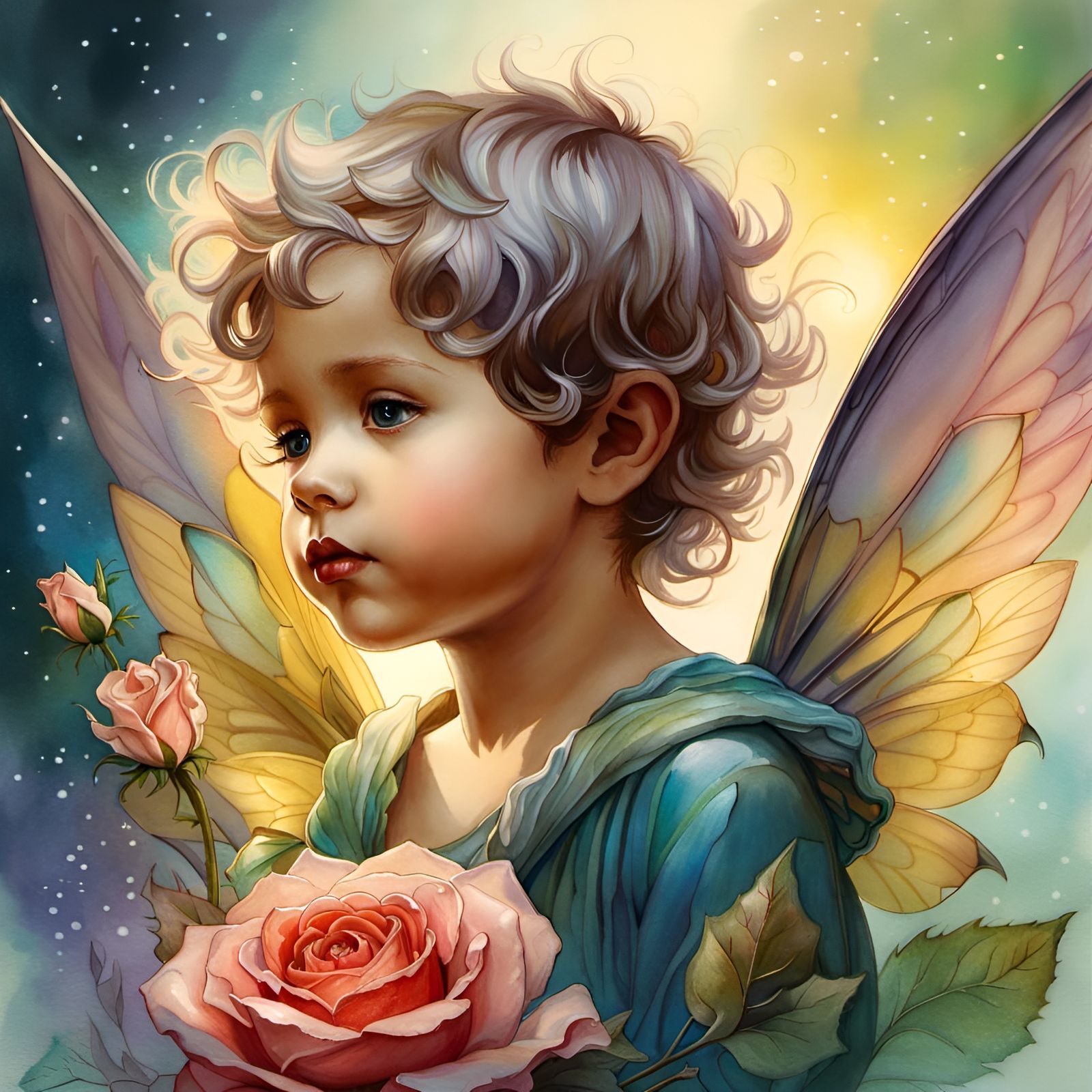 Boy Fairy with Roses  by @Amarie