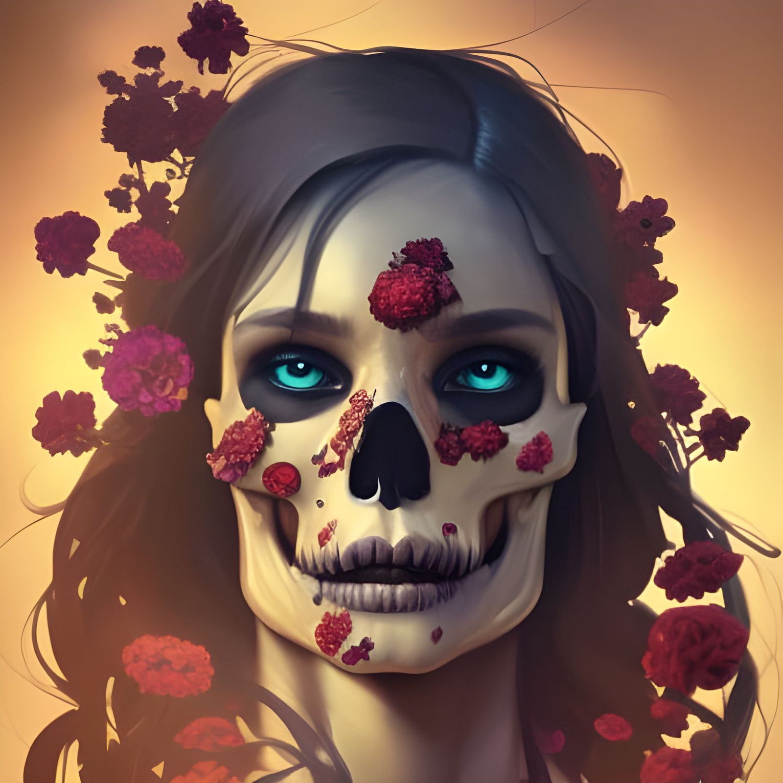 Skull with flowers