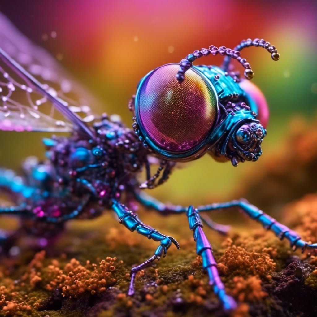 Hyperrealistic Dragonfly Serpent Unicorn in Enchanted Forest