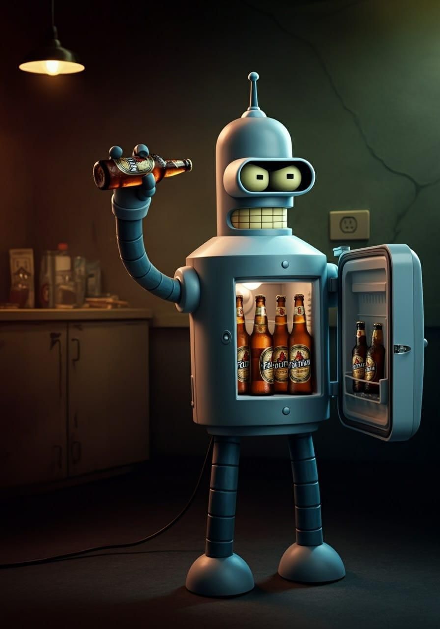 Bender life size novelty character beer fridge
