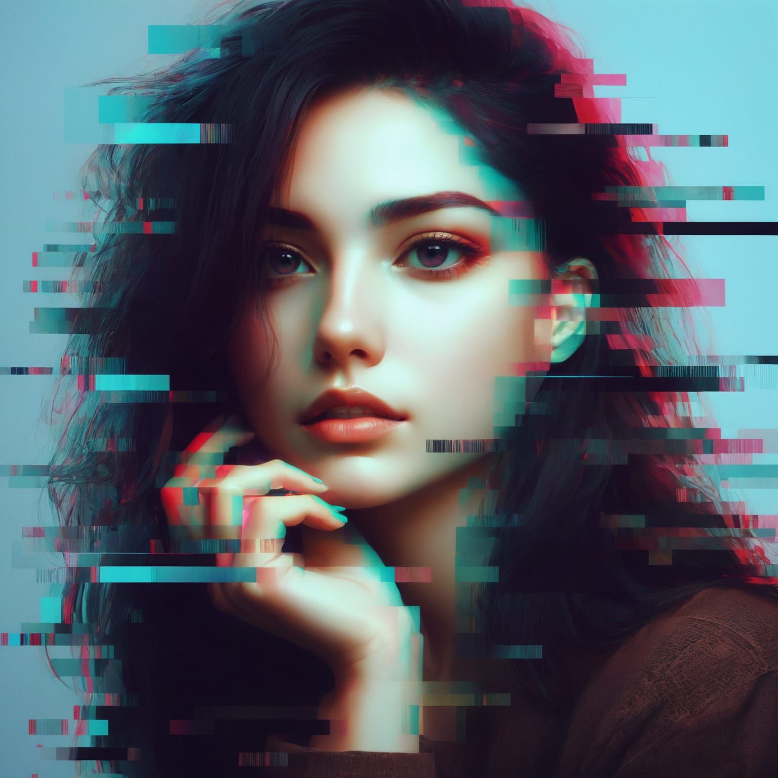 Glitch art portrait