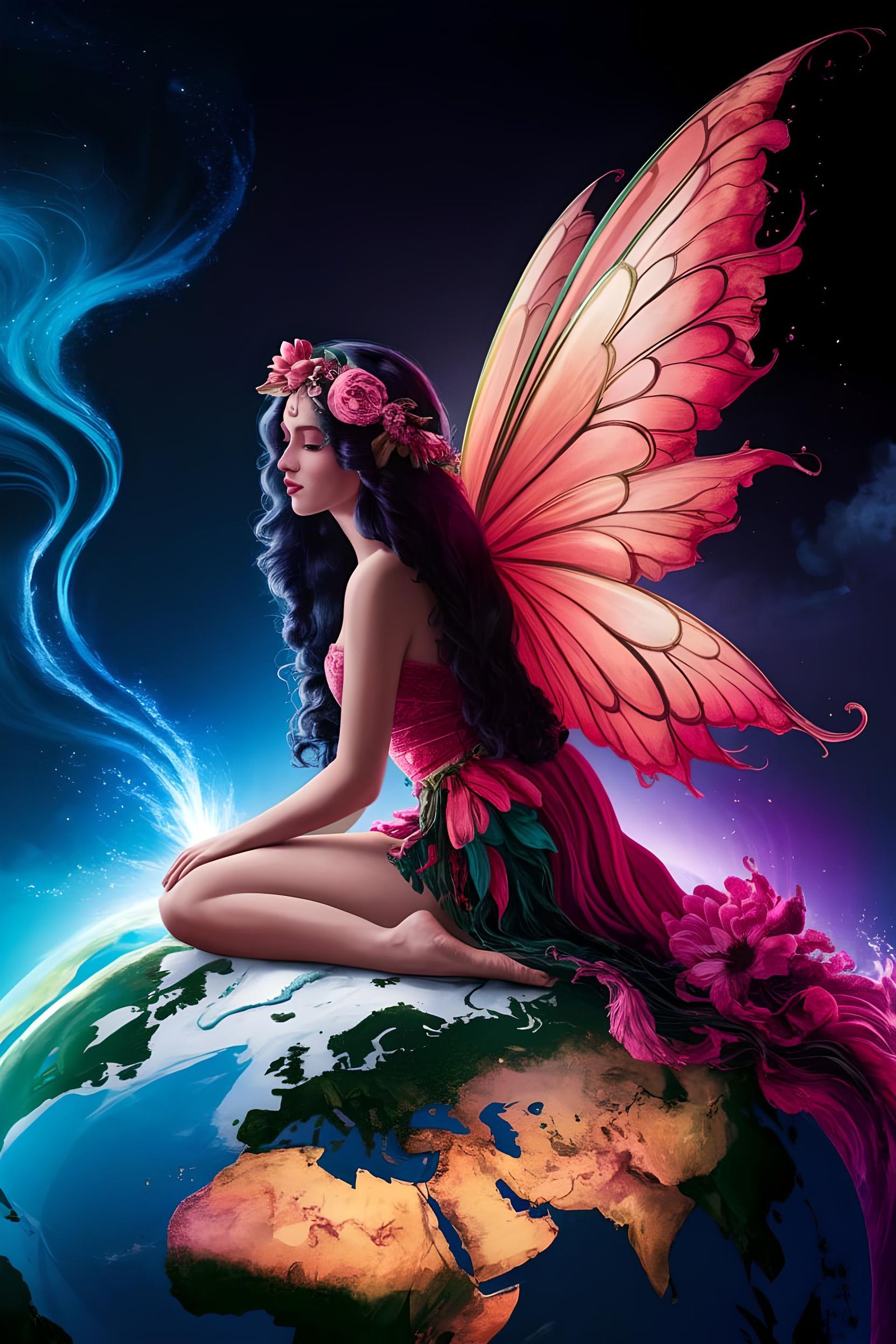 Bohemian Fairy Goddess in Vibrant Realism