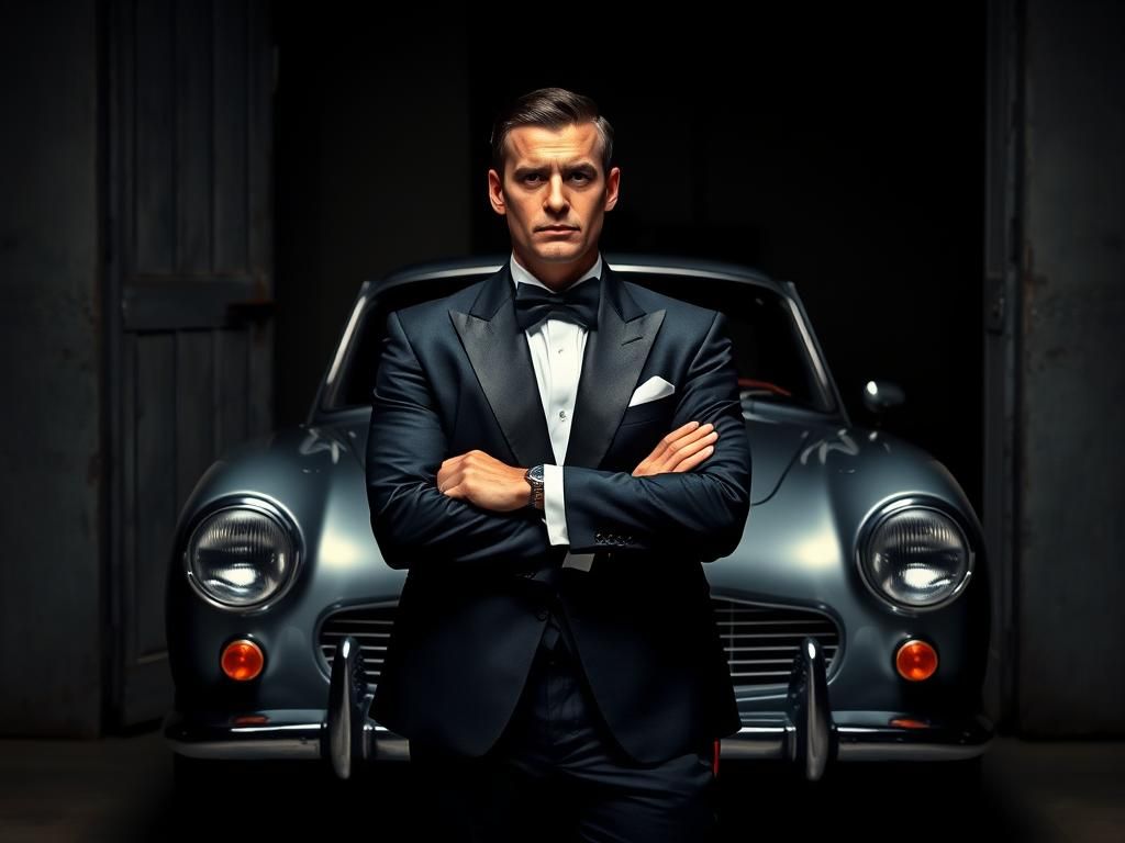 Young handsome man standing next to a Harley Davidson motorcycle.