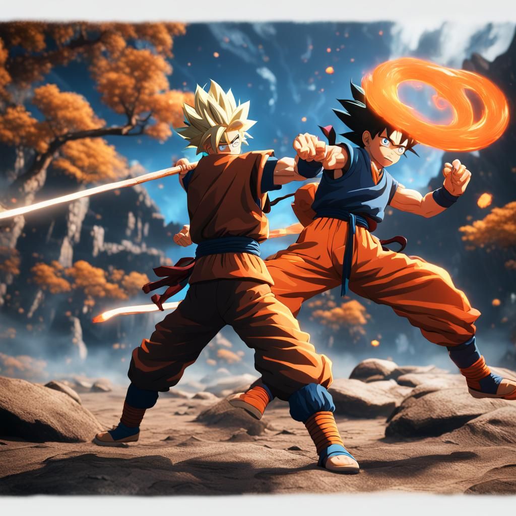 Stick man Goku fighting Stick man Naruto - AI Generated Artwork ...