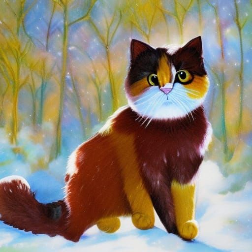 Candy agate Cat in the snow